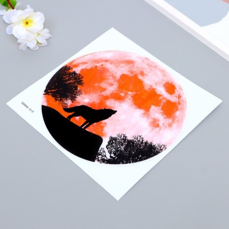 Sticker Plastic Interior phosphorus "Wolf howl against the background of the moon" 20x20.5 cm-1