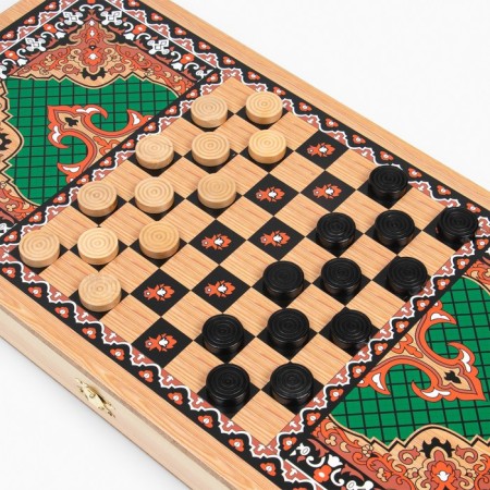 Zeleny pattern backgammon, wooden board 50 x 50 cm, with a field for playing checkers-2