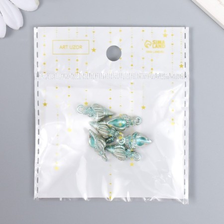 Decor for creativity metal, enamel "Sea sink" blue with gold 1x2 cm-4