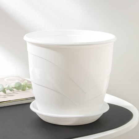 Pot for flowers with the Podon Venice, 3.1 l, d = 19 cm, white color-1