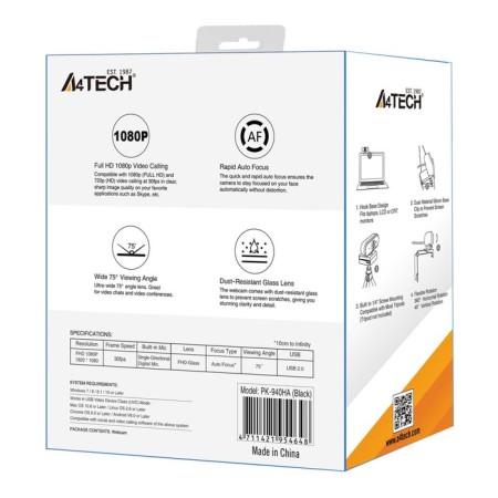 Camera Web A4Tech PK-940ha Black 2MPIX (1920x1080) USB2.0 with a microphone-7