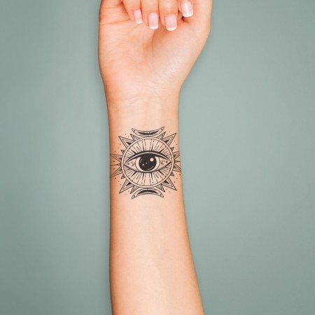 Tattoo on the body Black Esoteric. Eye 6x6 cm-2