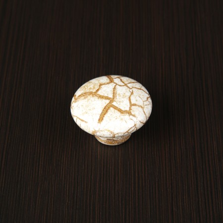 Handle button Art Cappio Ceramics 011, D = 38, ceramic, white with texture-1