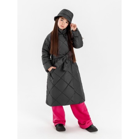 Пальто стёганое для девочек TRENDY, рост 128-134 см, цвет графит-5