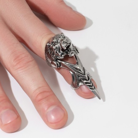 Ring "Claw" tiger, color black silver, 20 size-2
