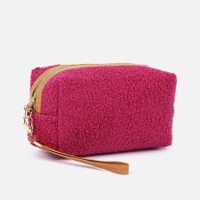 Cosmetic bag with a lining, raspberry color