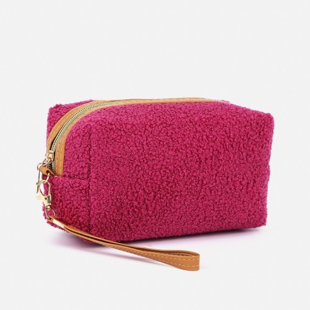 Cosmetic bag with a lining, raspberry color