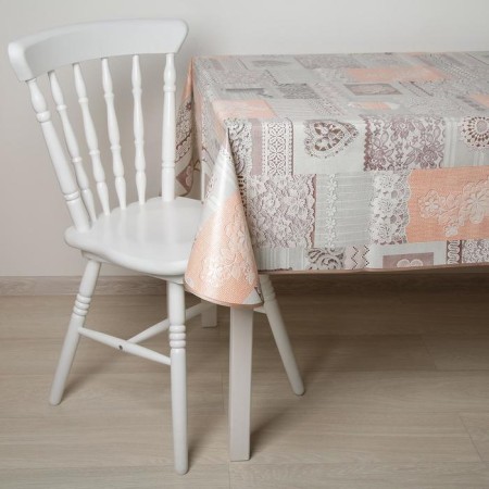 The tablecloth on a non -woven base is reusable with a “lace” fiber, 135 × 180 cm, the color is gray-1