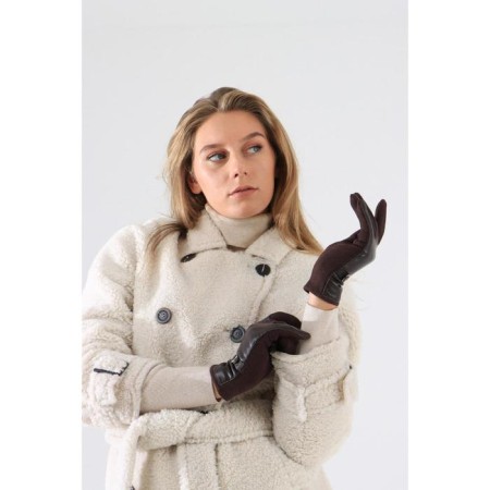 Gloves are female, dimensionless, without insulation, brown color-1