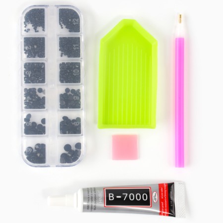 Basic set for inlaid with rhinestones, color black, size from 1.5-6 mm-1