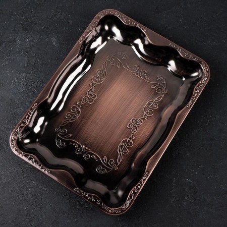 Stainless steel tray “Dark”, 40 × 29 × 4 cm, bronze color-1