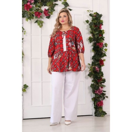 Female blouse, size 52, red color-2