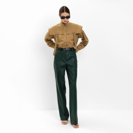 Women's pants (eco-leather) minku: eco leather green color, rn 50-2