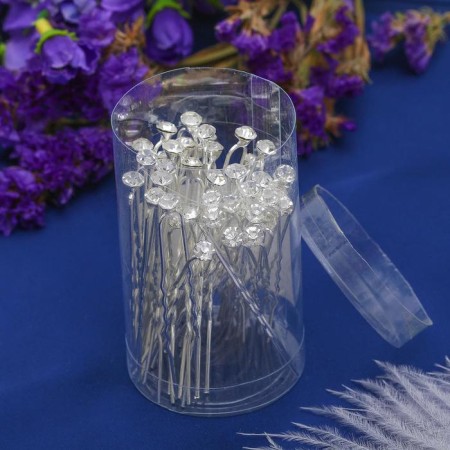 Hair hairpin "Mini" Crystal, silver-1