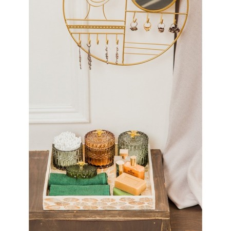 Glass box, 9 × 9 × 10 cm, olive color-4