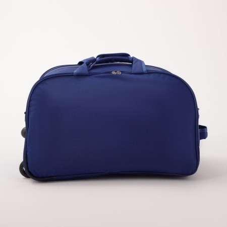 Road bag on wheels, 2 lightning departments, 2 outer pockets, long belt, blue color-1
