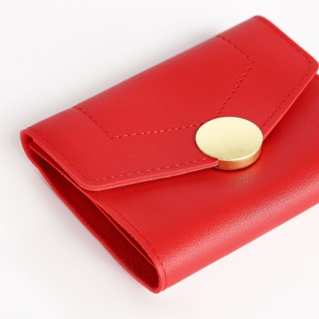 Women's wallet on the button, red color-2