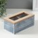 Casket wood 2 divisions "Field Plants" blue 8.8x16.2x7 cm