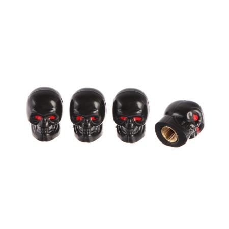Torso valve cap, "skull", black, set 4 pcs