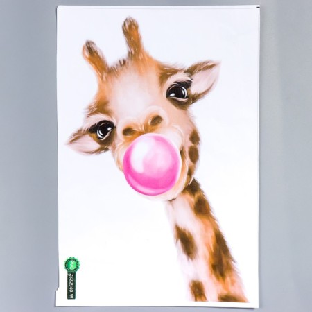 Sticker Plastic Interior color "Giraffe and bubble from elastic band" 30x45 cm-1