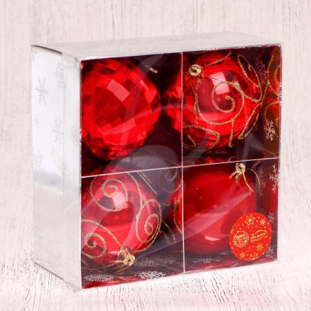 Set of balls plastic D-10 cm, 4 pcs "spell" red-1