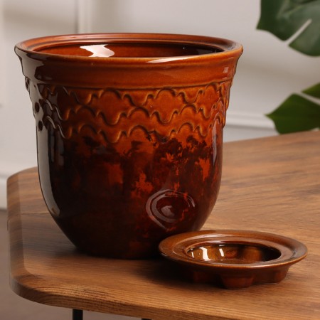 Pot Flower Uta No. 3, brown 2.5 liters-1