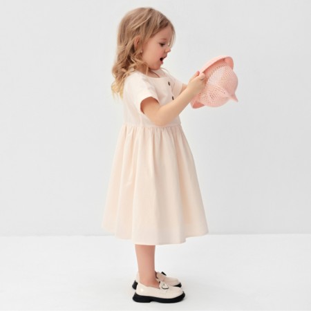 Платье для девочки MINAKU: Cotton Collection цвет бежевый, рост 128-3
