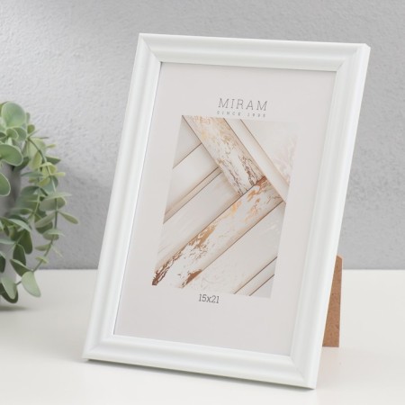 Photo frame plastic "Mira" 15x21 cm, 261 white (plastic screen)-1