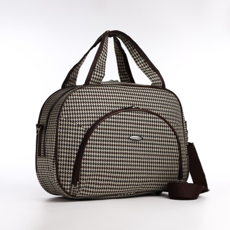Road bag with lightning, external pocket, beige/brown color