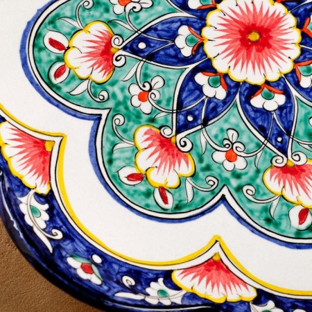 Largan Rishtan ceramics "Flowers", 32 cm, blue, corrugated-8