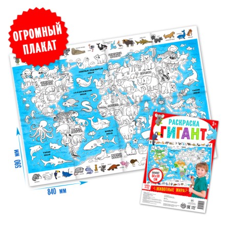 Training poster coloring "Animals of the world"
