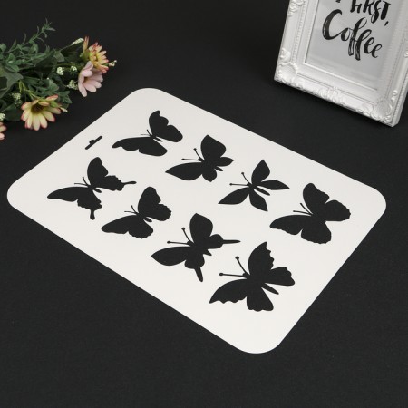 Plastic stencil "Different butterflies" 31x22 cm-1