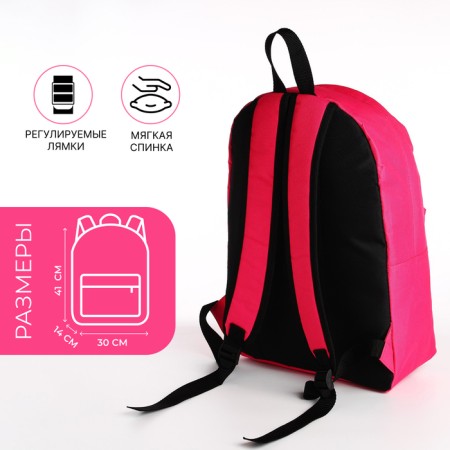 Youth backpack from lightning textiles, external pocket, fuchsia color-1