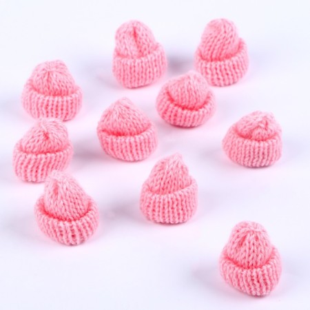 Knitted hat knitted, set 10 pcs., Pink color