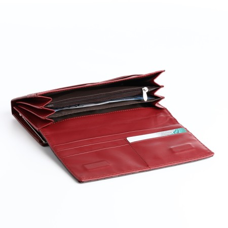 Women's wallet on a magnet, burgundy color-4