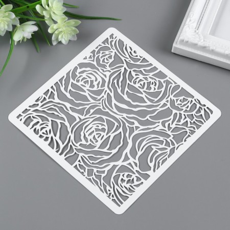 Stencil plastic "Budons of roses" 15x15 cm-1