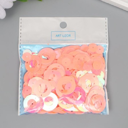 Sequins "circle in the ring" light pink set 30 g d = 2 cm-3