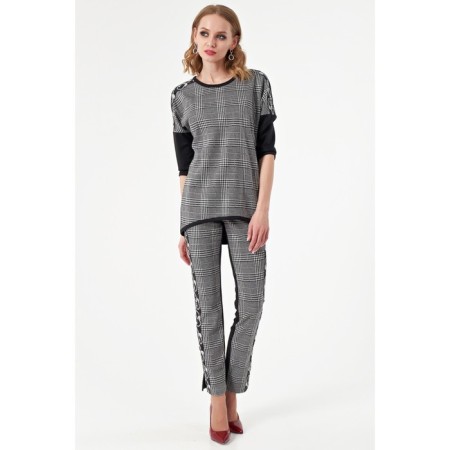 Female trousers, size 42, black color, white-1