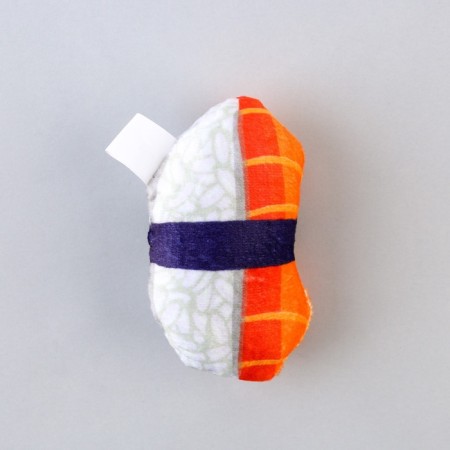 A toy for cats with mint "sushi" from textiles, 9x6 cm-2