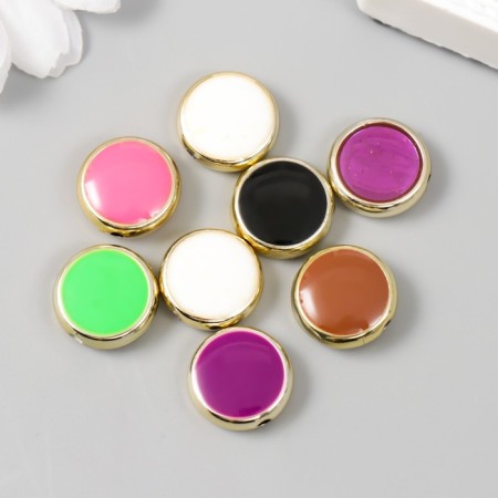 Beads for creativity plastic "Circles, bright gloss" mix set 8 pcs 1.4x1.4 cm