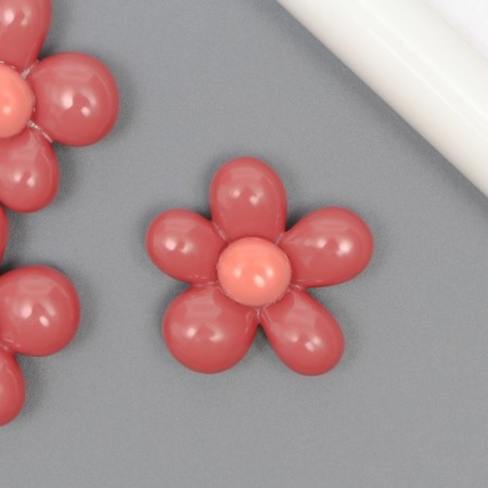 Decor for creativity plastic "Pink flower with light pink" 2.8x3x1 cm