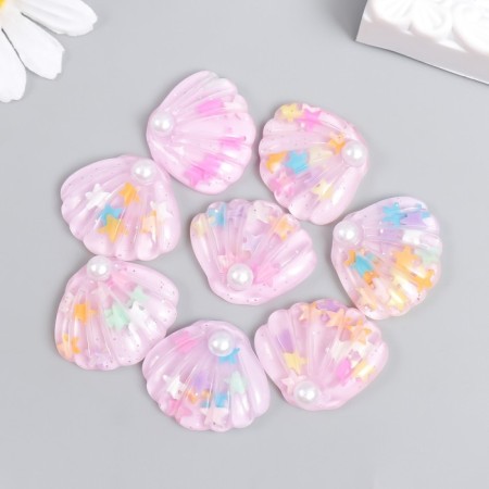 Decor for creativity plastic "A shell with stars" lilac 2.9x2.5 cm-2