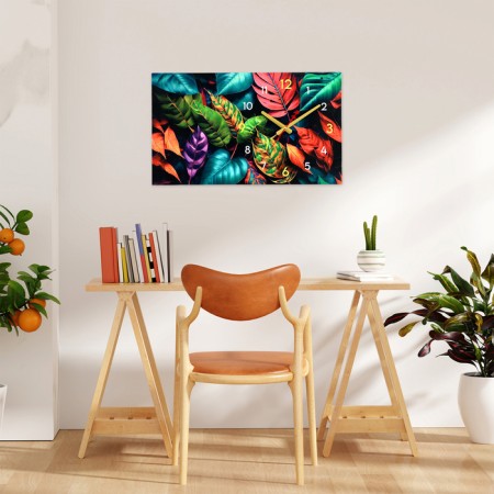 Carty clock wall-colored "multi-colored leaves", silent, 35 x 60 cm-1