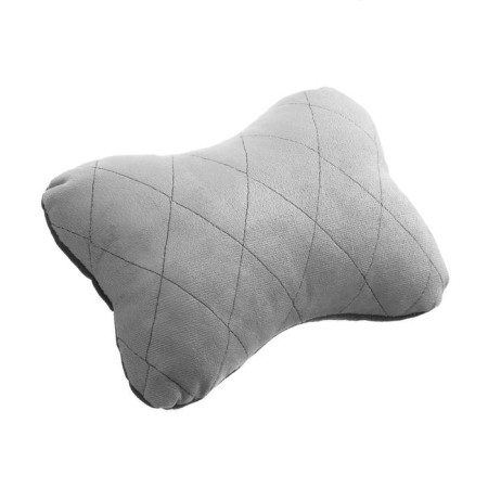 Car bone pillow, on a headrest, velor, gray, rhombus, 16 x 24 cm-1