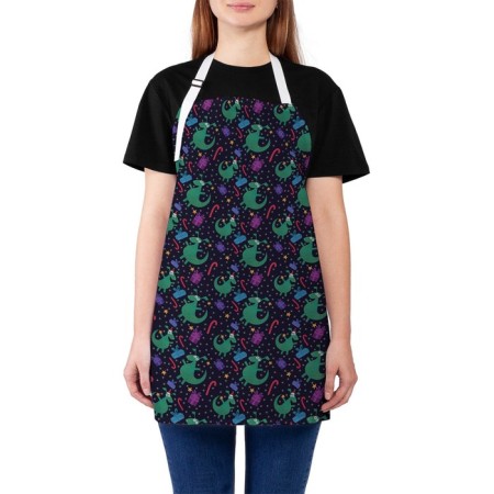 Apron kitchen with a photo print "Dragon with a gift", adjustable, size OS