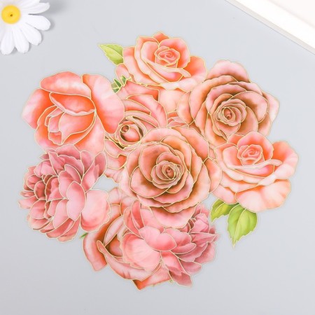 Stickers for creativity "Pink roses" set of 10 pcs 0.2x8.5x13.3 cm