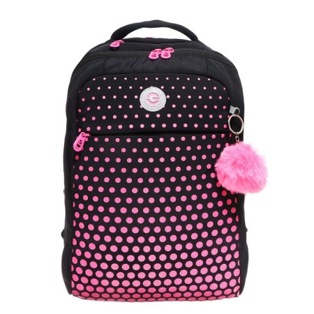 Youth backpack 40 x 28 x 16 cm, Grizzly, ergonomic back, laptop compartment, black/pink-2