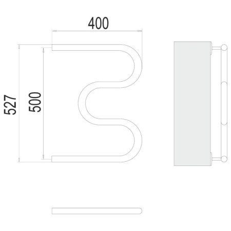 Terminus water heated towel rail M-shaped, 500x400 mm, side connection, chromium-2