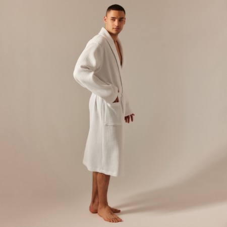Wafel dressing gown Male SL Home: Basic "Blanc de Blanc", size XL, 100% cotton, 300 g/m2-5