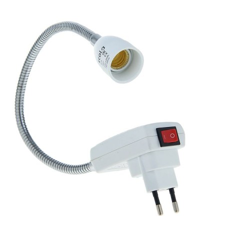 Ecola adapter, fork/cartridge E14, 395 × 45 mm, with a switch, white
